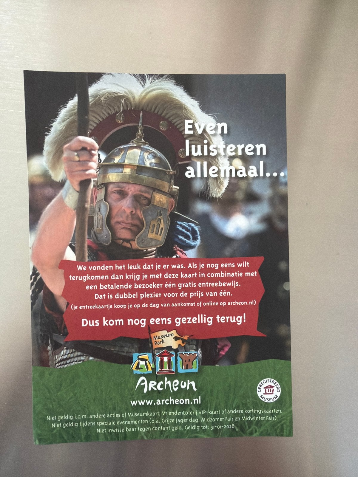 Tweede kaartje gratis Archeon / terugkomkaartje, Twee personen, Kortingskaart