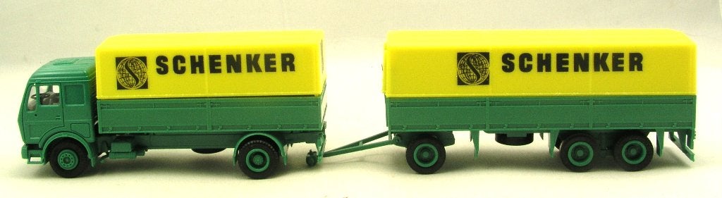 Herpa MB Schenker huif aanhanger, Hobby en Vrije tijd, Ophalen of Verzenden, Zo goed als nieuw, Bus of Vrachtwagen, Herpa