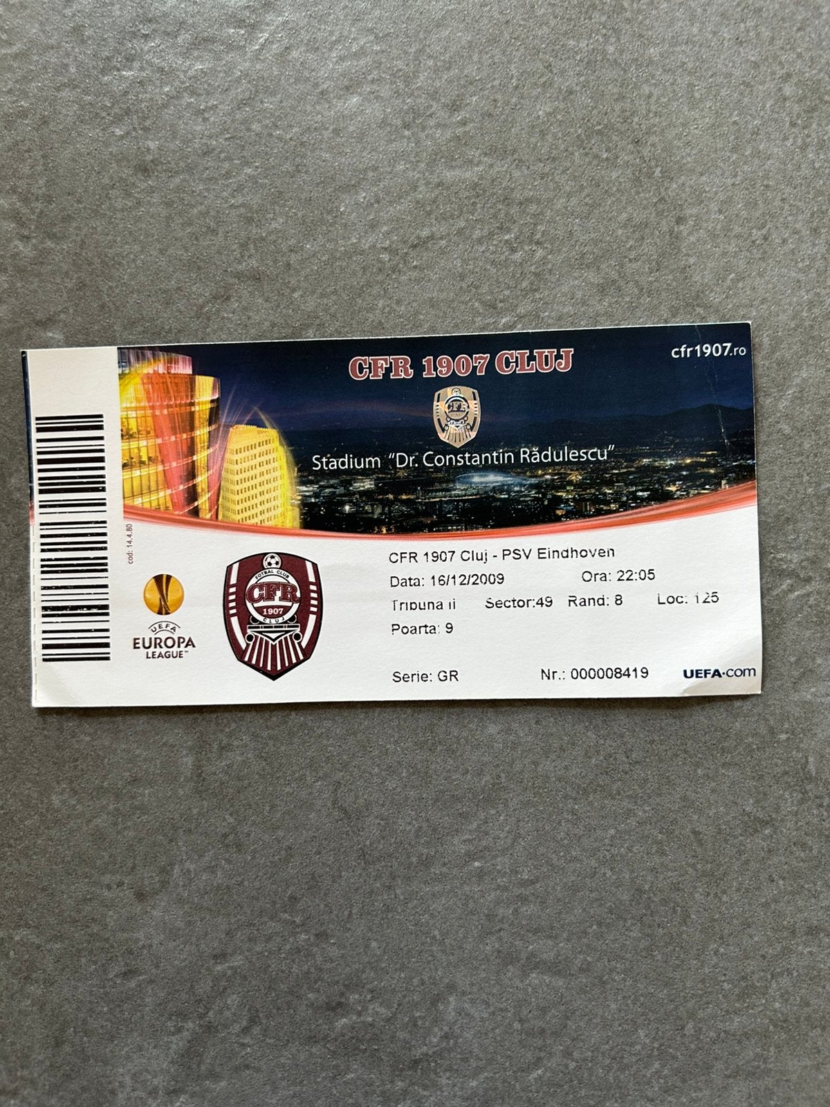 CFR 1907 Cluj - PSV Eindhoven ticket, Ophalen of Verzenden, Gebruikt, PSV, Overige typen