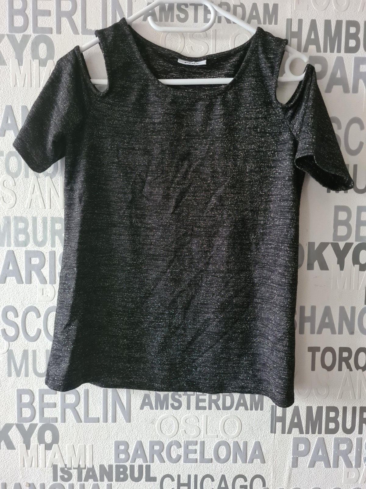 Glitter top Only  met open schouders - Maat S, *, Zwart, *, Ophalen of Verzenden