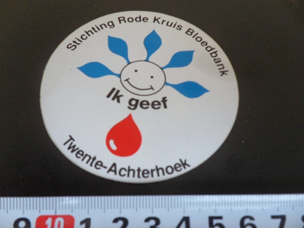 sticker Twente Achterhoek Rode Kruis Bloedbank Ik geef *, Ophalen of Verzenden, Zo goed als nieuw