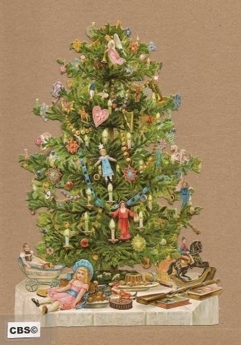 Prachtig versierde Kerstboom poezieplaatjes 5024, Verzamelen, Ophalen of Verzenden