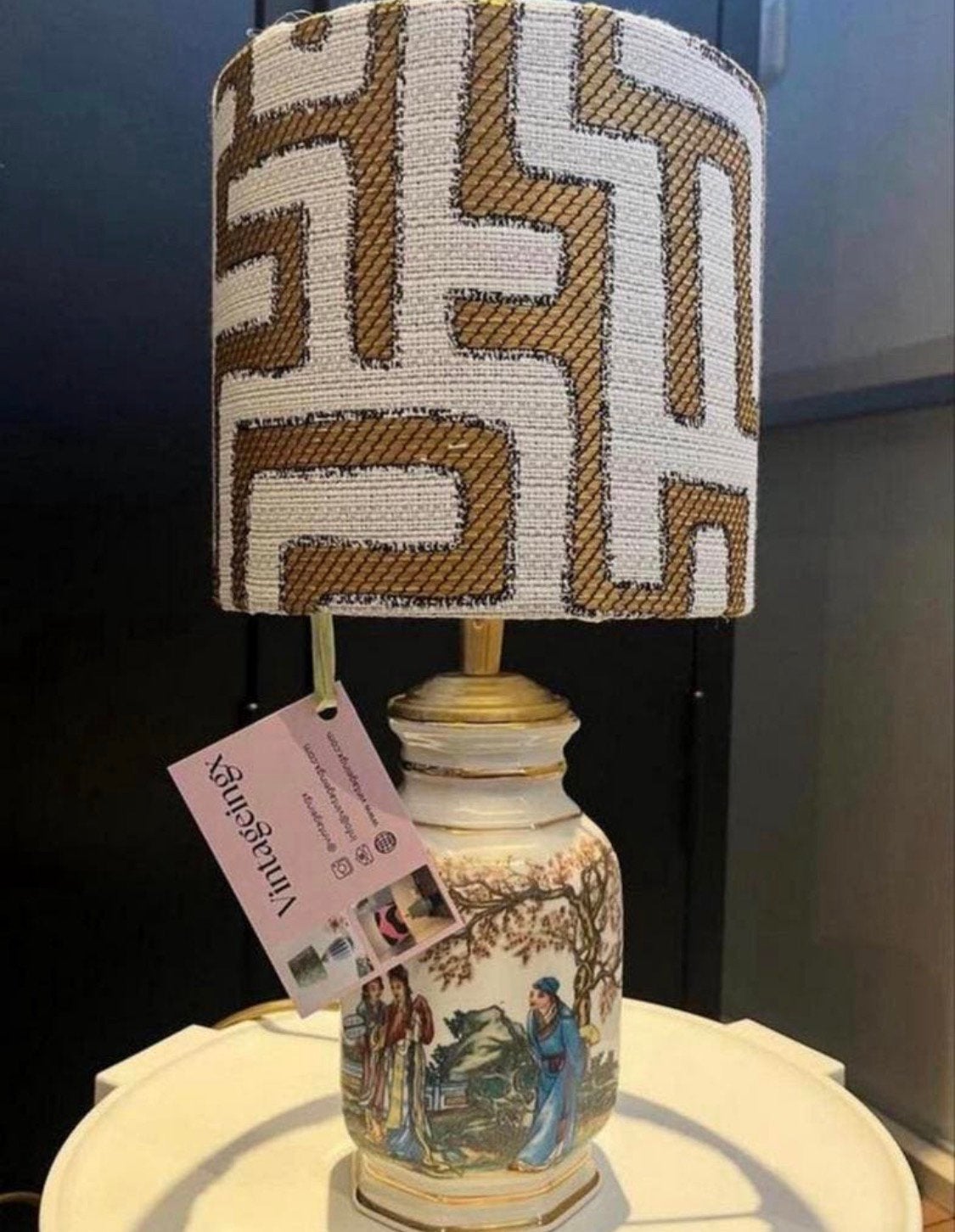 Moderne vintage lampenkap met evt lampenvoet, Goud, Ophalen of Verzenden, Zo goed als nieuw, Design