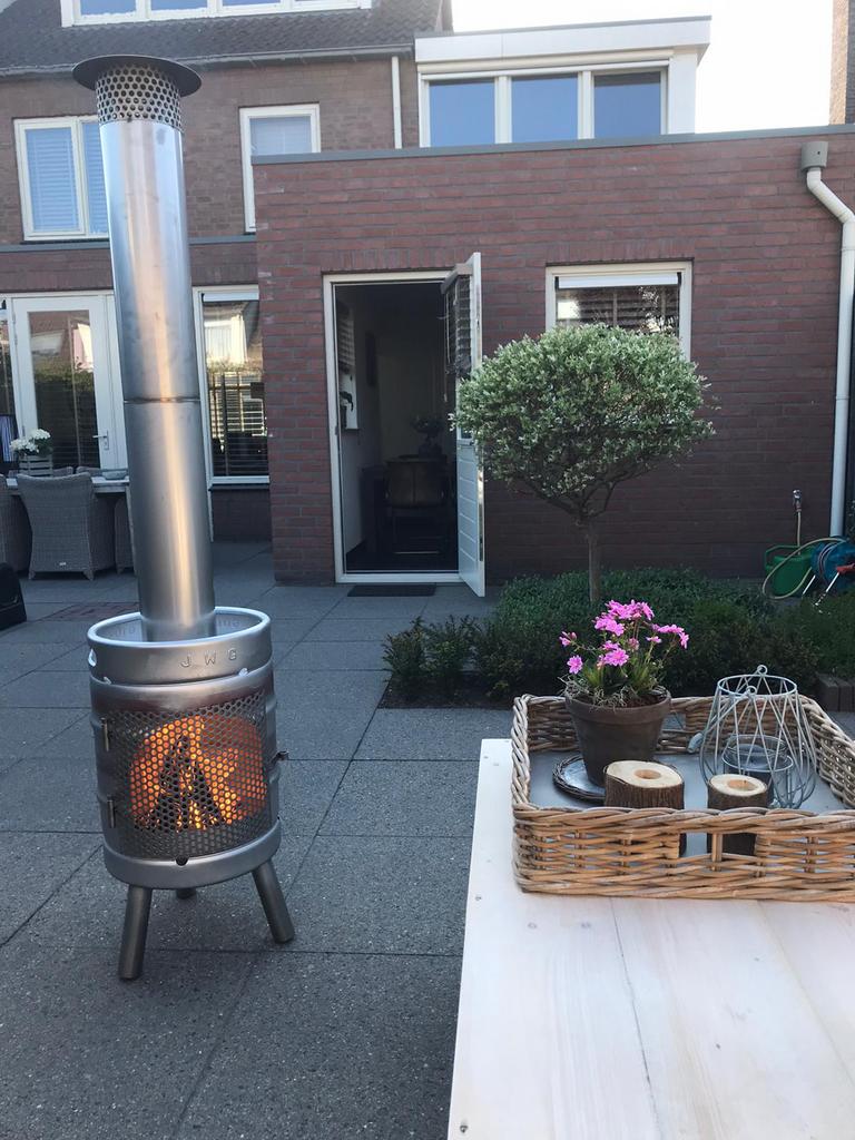 Bierfust kachel haard tuinhaard buitenhaard terraskachel, Tuin en Terras, Tuinhaarden, Ophalen of Verzenden, Zo goed als nieuw