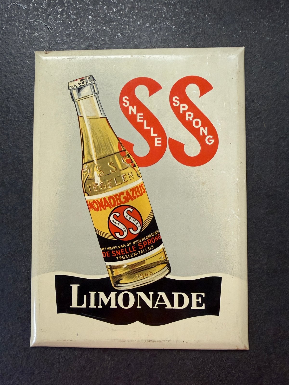 Vintage Snelle Sprong Limonade Reclamebord - Jaren '40, Ophalen of Verzenden, Gebruikt, Reclamebord