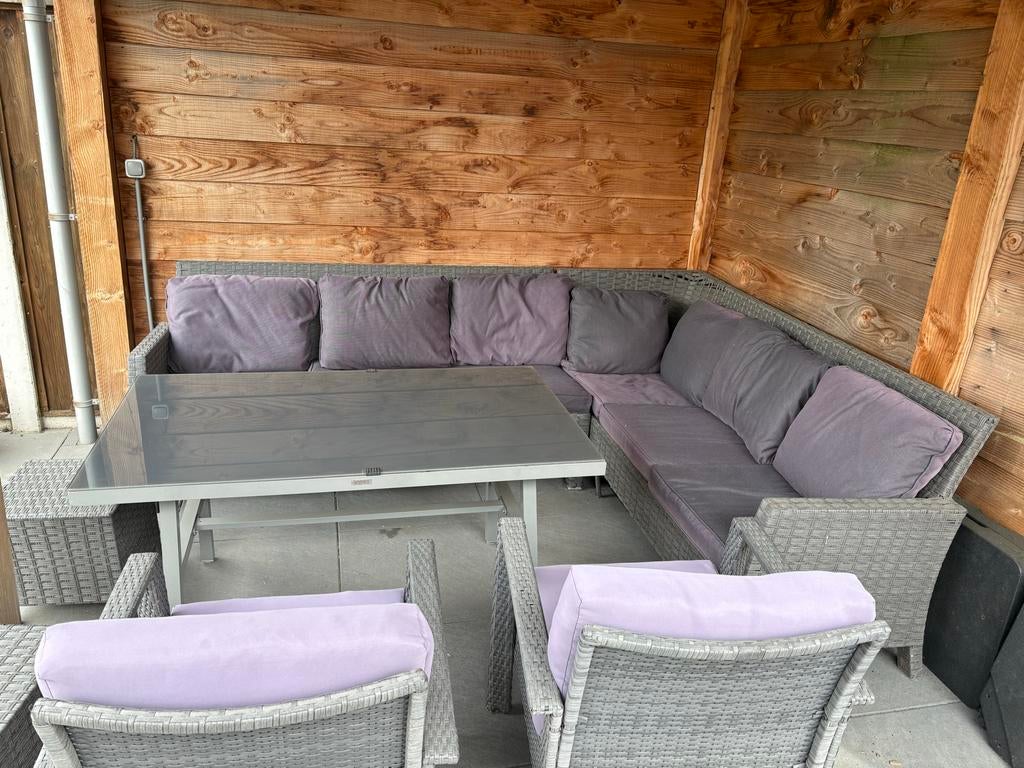 Complete Loungeset met Eettafel en Stoelen, Ophalen, Gebruikt, Meer dan 8 zitplaatsen, Loungeset