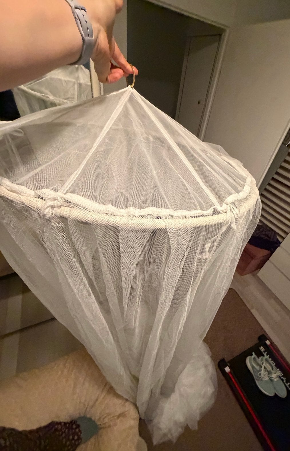 Witte luifel met klamboe voor bed of wieg, Ophalen, Zo goed als nieuw, Overige typen