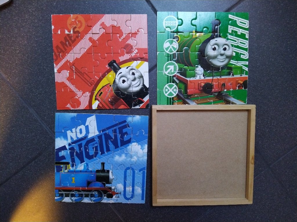 Houten puzzel Thomas de Trein - 3 stuks, Gebruikt, Ophalen of Verzenden, Van hout, Minder dan 10 stukjes