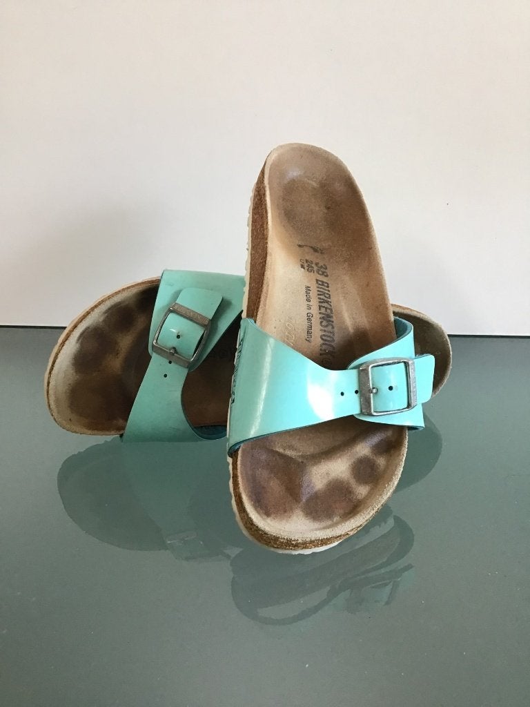 Birkenstock 38 turkooizen | Slippers | Gratis verzenden, Slippers, Zo goed als nieuw, Birkenstock, Verzenden