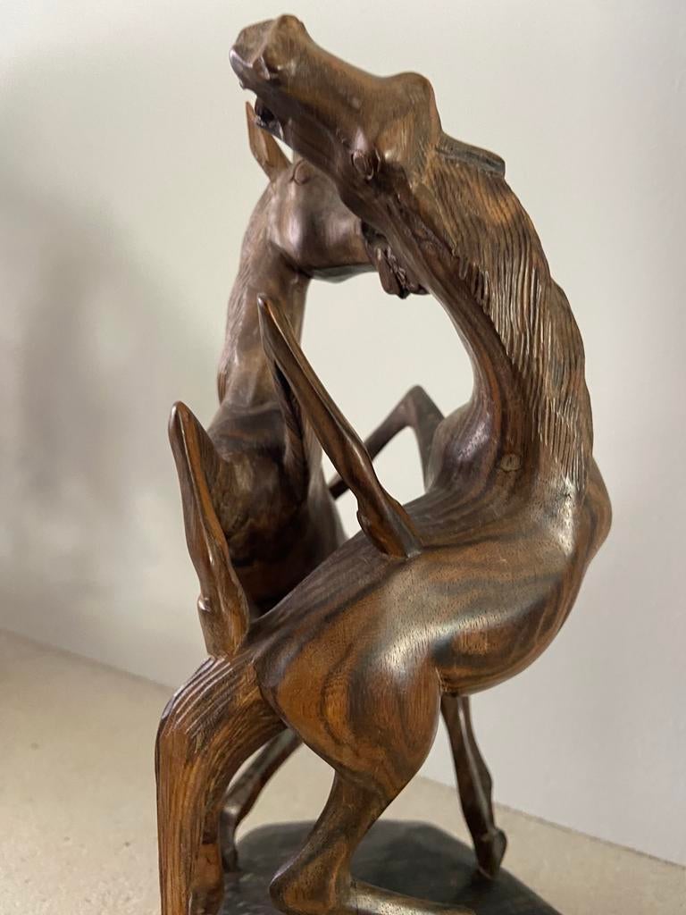 Vintage 2 Paarden decoratie gesneden, Antiek en Kunst, Kunst | Beelden en Houtsnijwerken, Ophalen of Verzenden