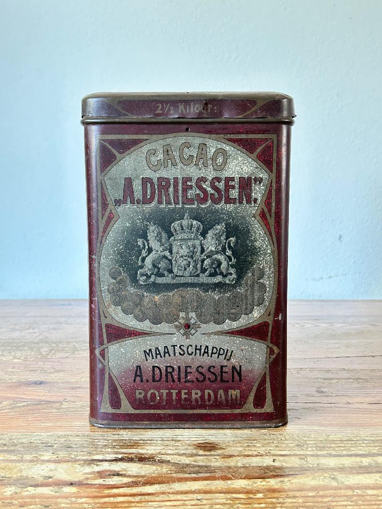 Driessen Cacao - Groot blik - Maatschappij A. Driessen, Verzamelen, Ophalen of Verzenden, Gebruikt, Overige, Overige merken