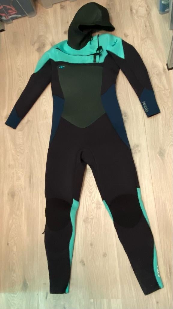 Wetsuit Oneill dames maat 12 6/4 hooded zwart blauw, Wetsuit, Ophalen of Verzenden, Dame, Oneill