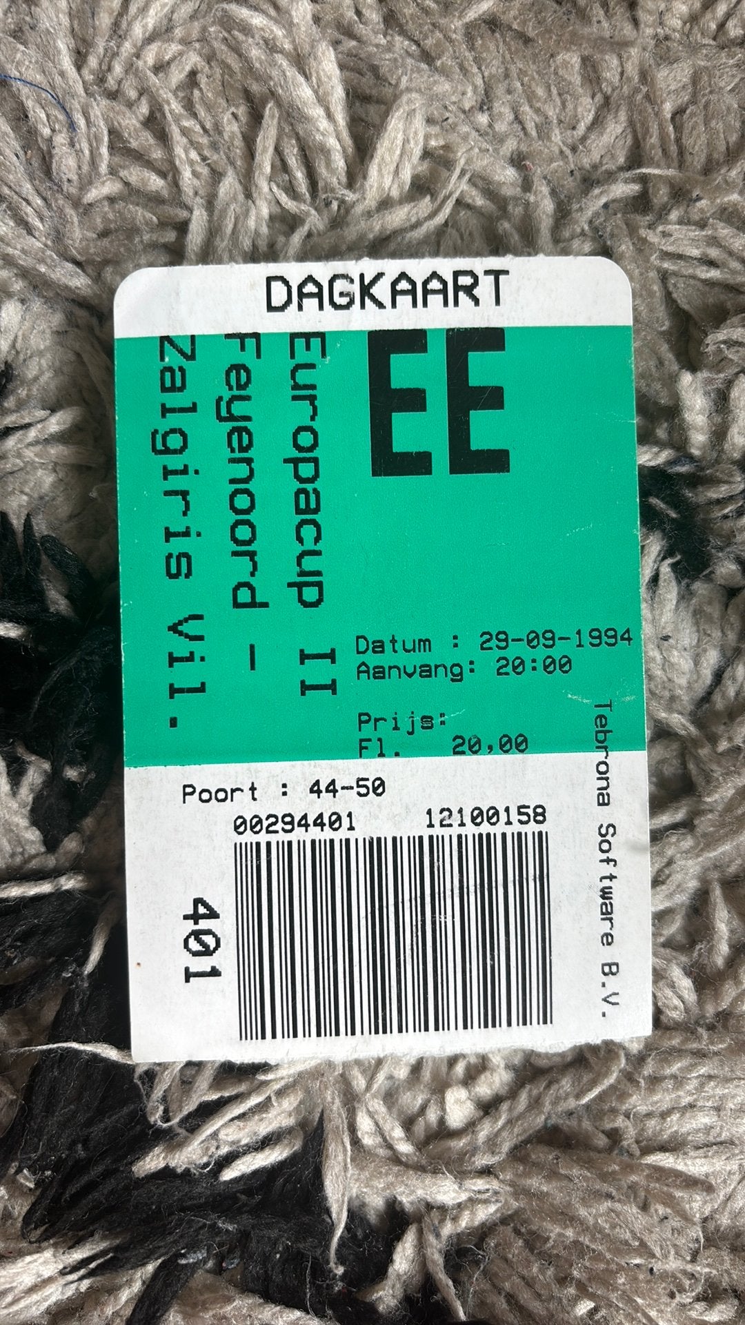 Oud stadionticket feyenoord zalgiris 1994, Ophalen of Verzenden, Feyenoord