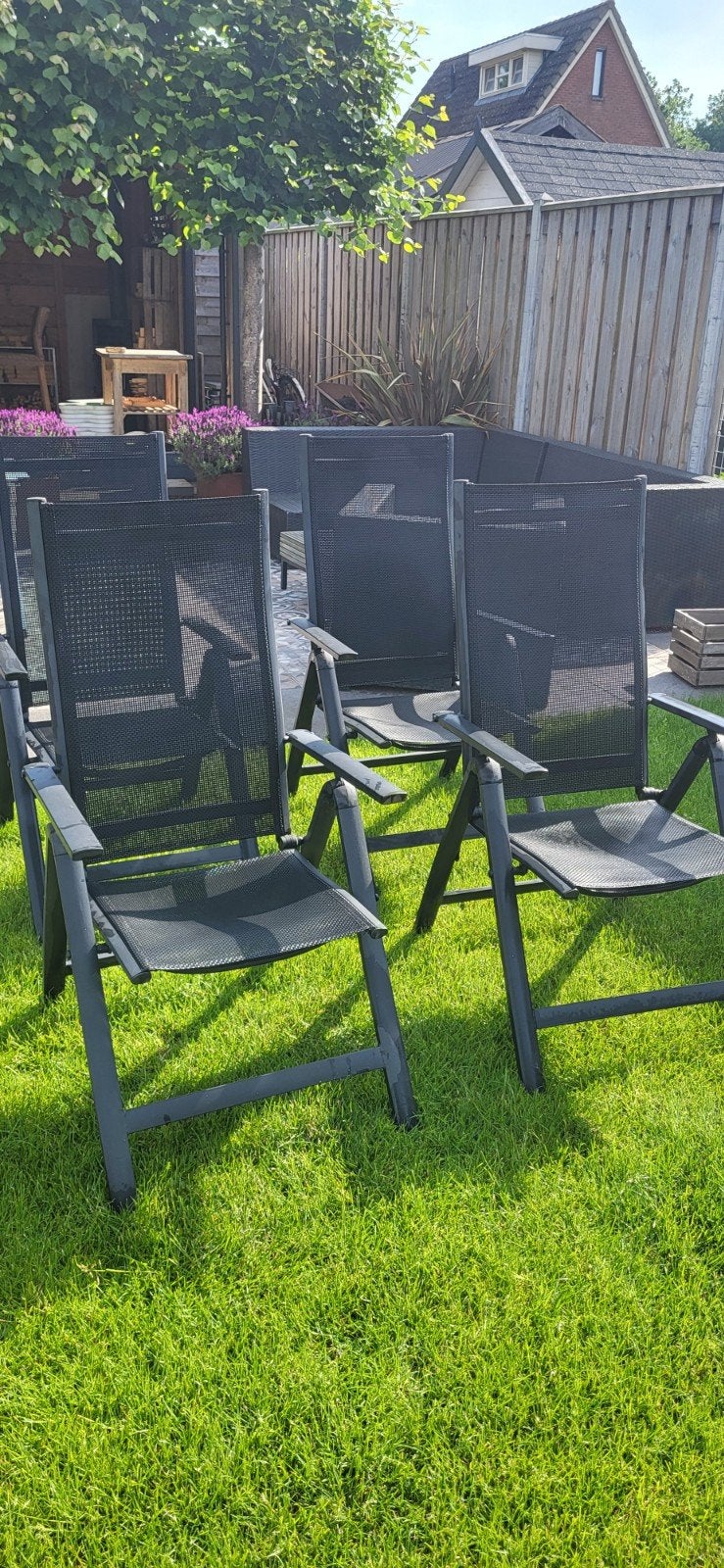 Jutlandia verstelbare tuinstoelen - 4 stuks, Ophalen, Gebruikt, Metaal