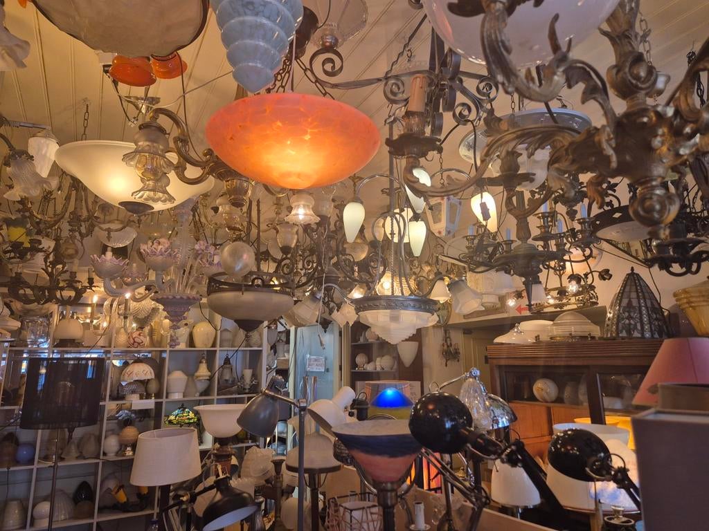 Groot aanbod oud art deco art nouveau wandlamp plafondlamp, Ophalen of Verzenden