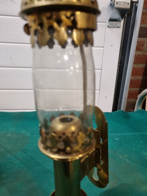 Foto 2 van kaarslamp antiek koper vintage