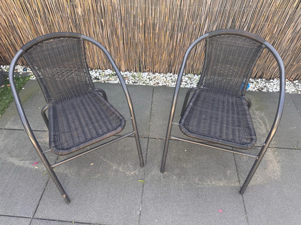 2x Tuinstoelen Wicker Zwart/Antraciet, Tuin en Terras, Tuinstoelen, Ophalen, Gebruikt, Wicker