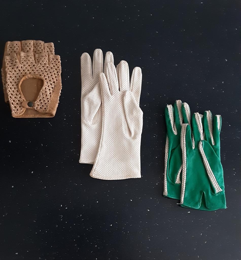 3 VINTAGE PAAR HANDSCHOENEN, Kleding | Dames, Mutsen, Sjaals en Handschoenen, Maat 38/40 (M), Diverse, Ophalen of Verzenden, Gedragen