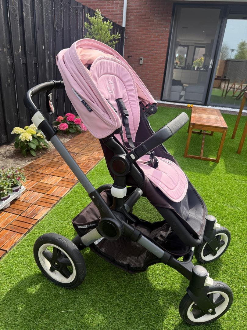 Mooie Bugaboo Buffalo Kinderwagen – Roze / Zwart, Ophalen, Zo goed als nieuw, Zonnekap