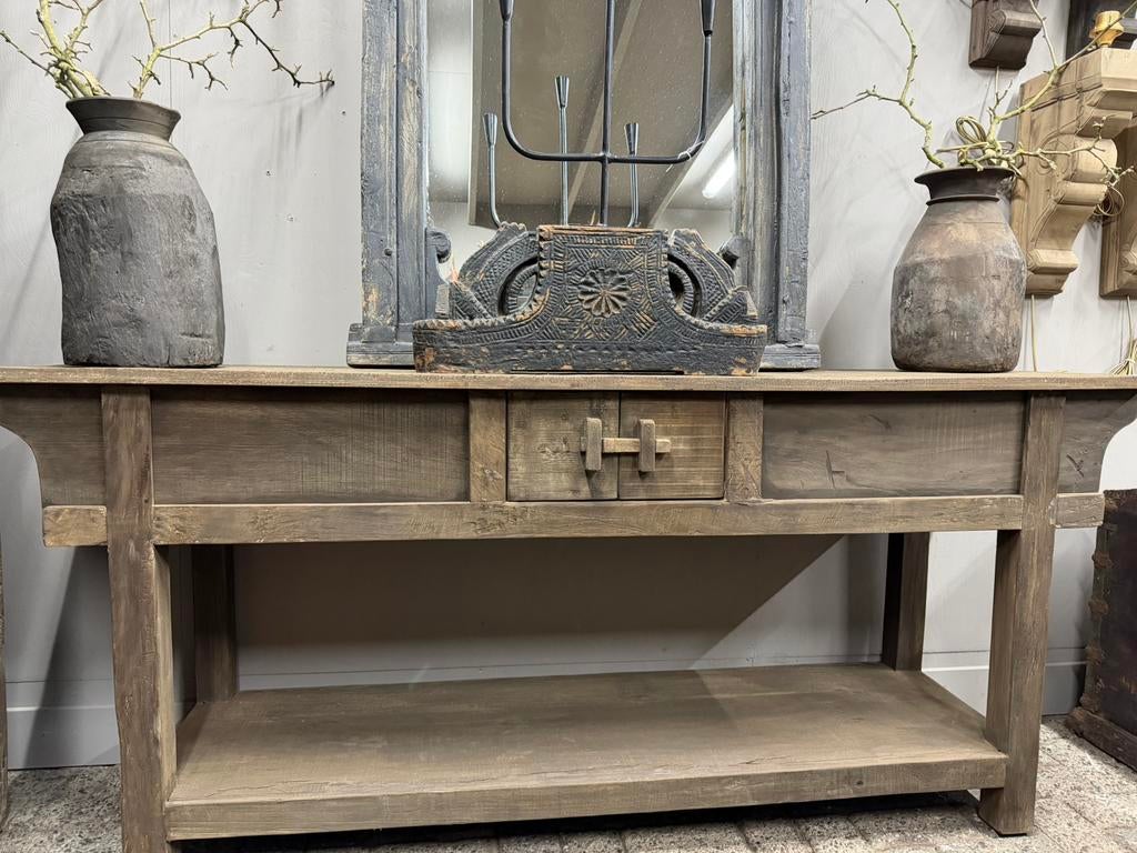 Sidetable wandtafel oud hout stoer sober landelijk, Ophalen, Stoer sober landelijk hoffz aura peeperkorn, Teakhout, Nieuw