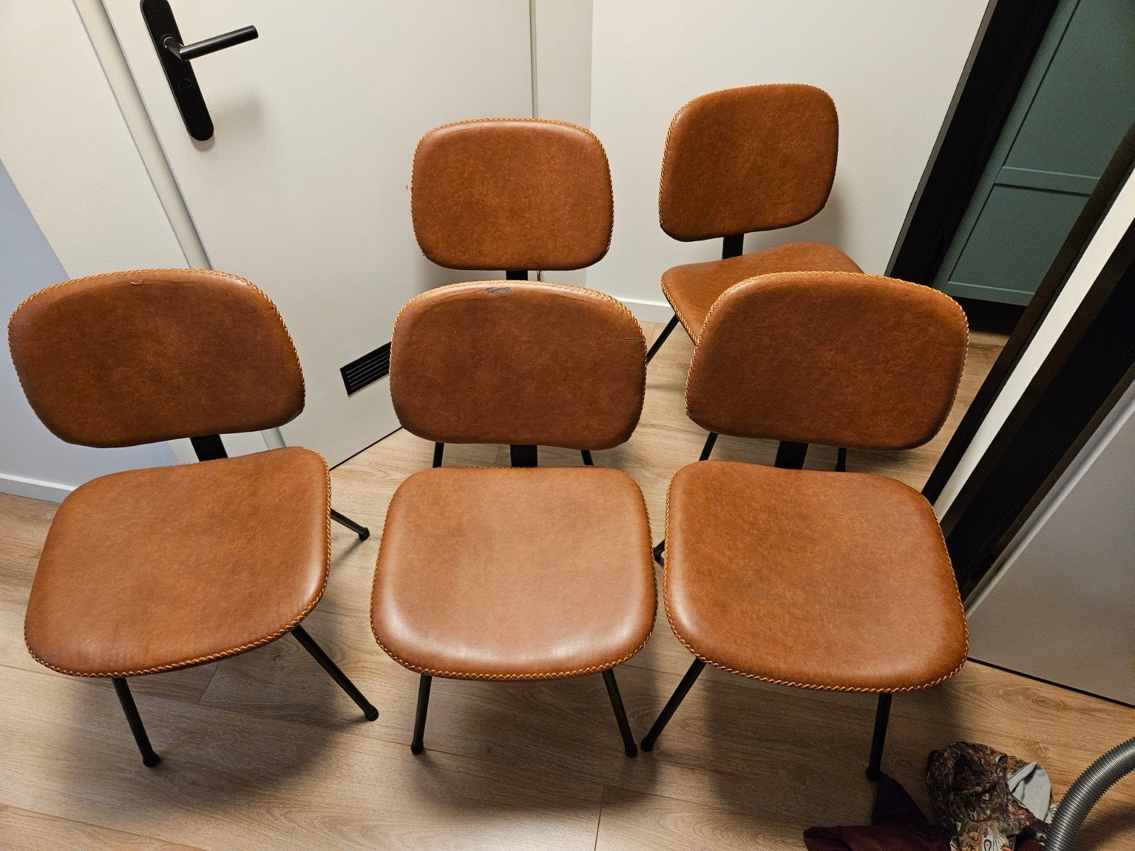 5 Cognac Kleur Eetkamerstoelen, Huis en Inrichting, Stoelen, Ophalen, Zo goed als nieuw, Bruin, Vijf, Zes of meer stoelen