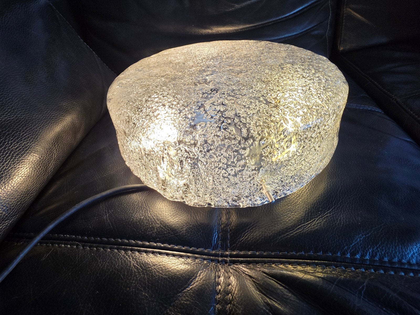 Lamp uit de jaren 60/70, plafondlamp met ijsglas, Ophalen, Gebruikt, Inclusief lichtbron, Jaren 70