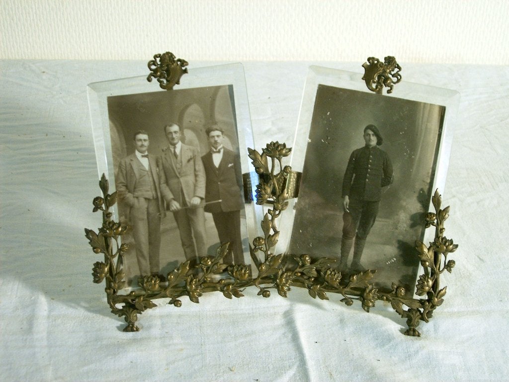 Antieke Art Nouveau dubbele fotolijst, Antiek en Kunst, Ophalen of Verzenden