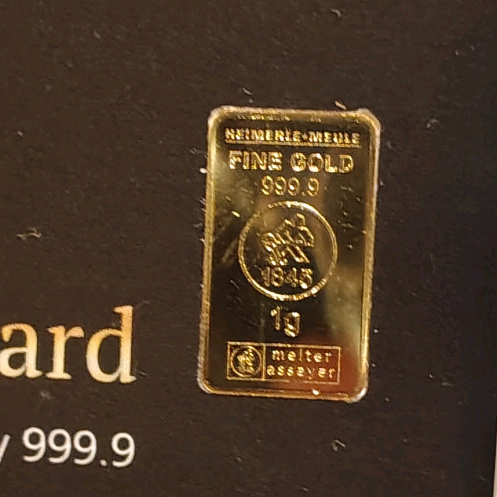 Heimerle + Meule 1 gram goudbaar Secaincard, Ophalen of Verzenden