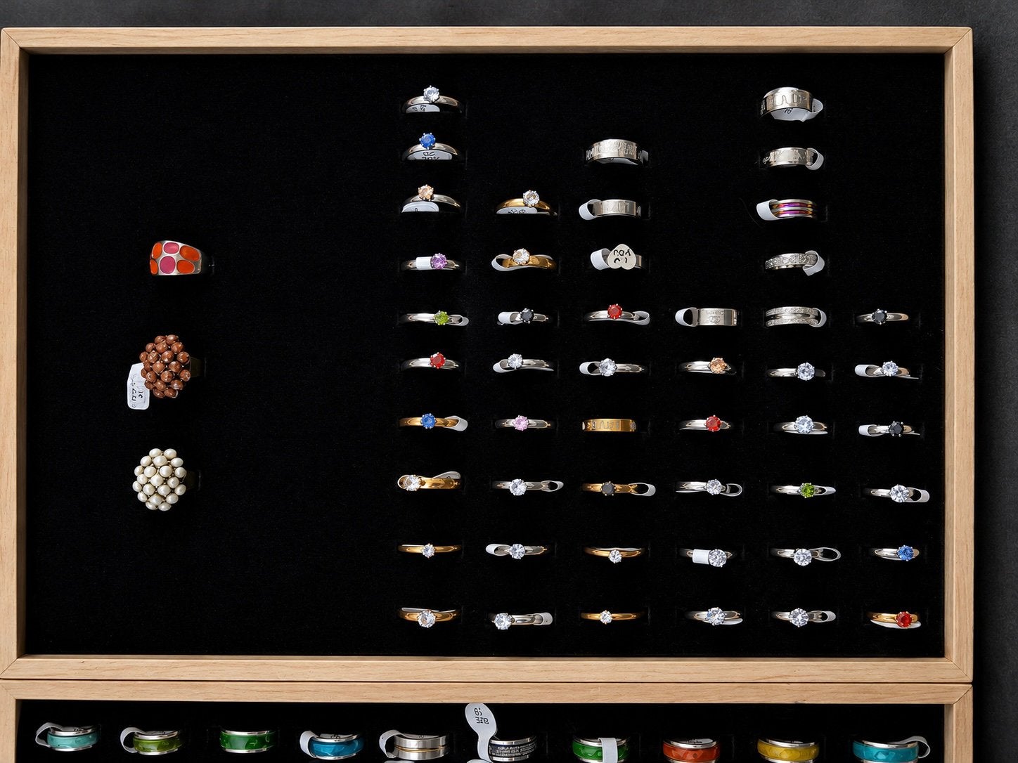 Complete handelsvoorraad sieraden 533 stuks 423 RVS-ringen, Ophalen of Verzenden, Nieuw, Zilver, Staal