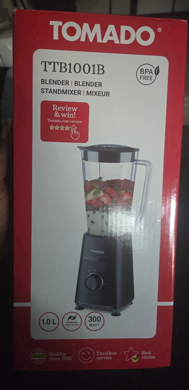 Tomado TTB1001B Blender - 1.0L, 300W, BPA-vrij, Ophalen of Verzenden, Nieuw, Blender