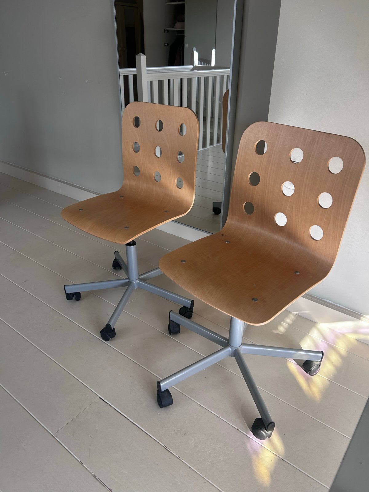 2x Ikea bureaustoel, hout, in hoogte verstelbaar, Ophalen, Gebruikt, Overige kleuren, Bureaustoel