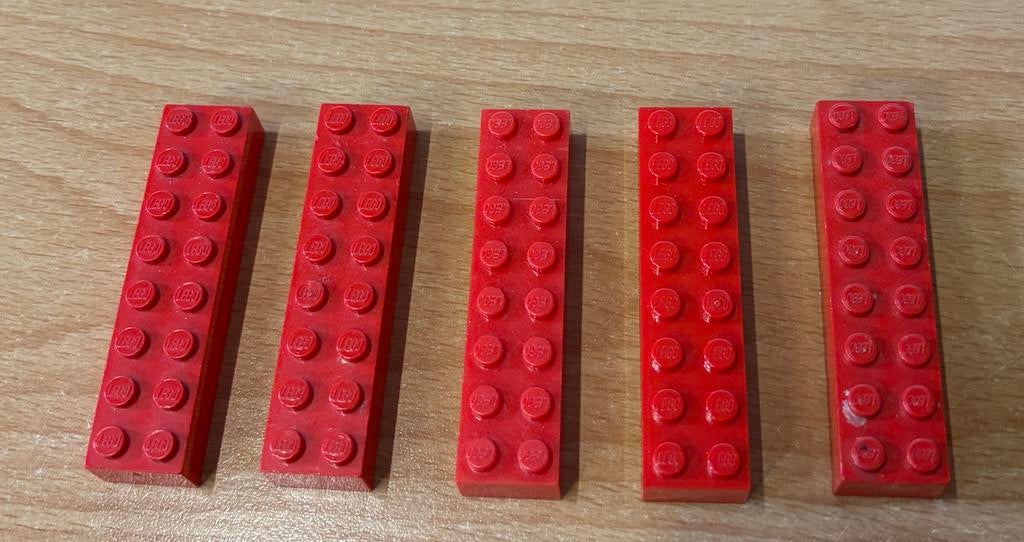 LEGO  Steen rood 2 x 8 (3007) p/st, Ophalen of Verzenden, Gebruikt, Losse stenen, Lego