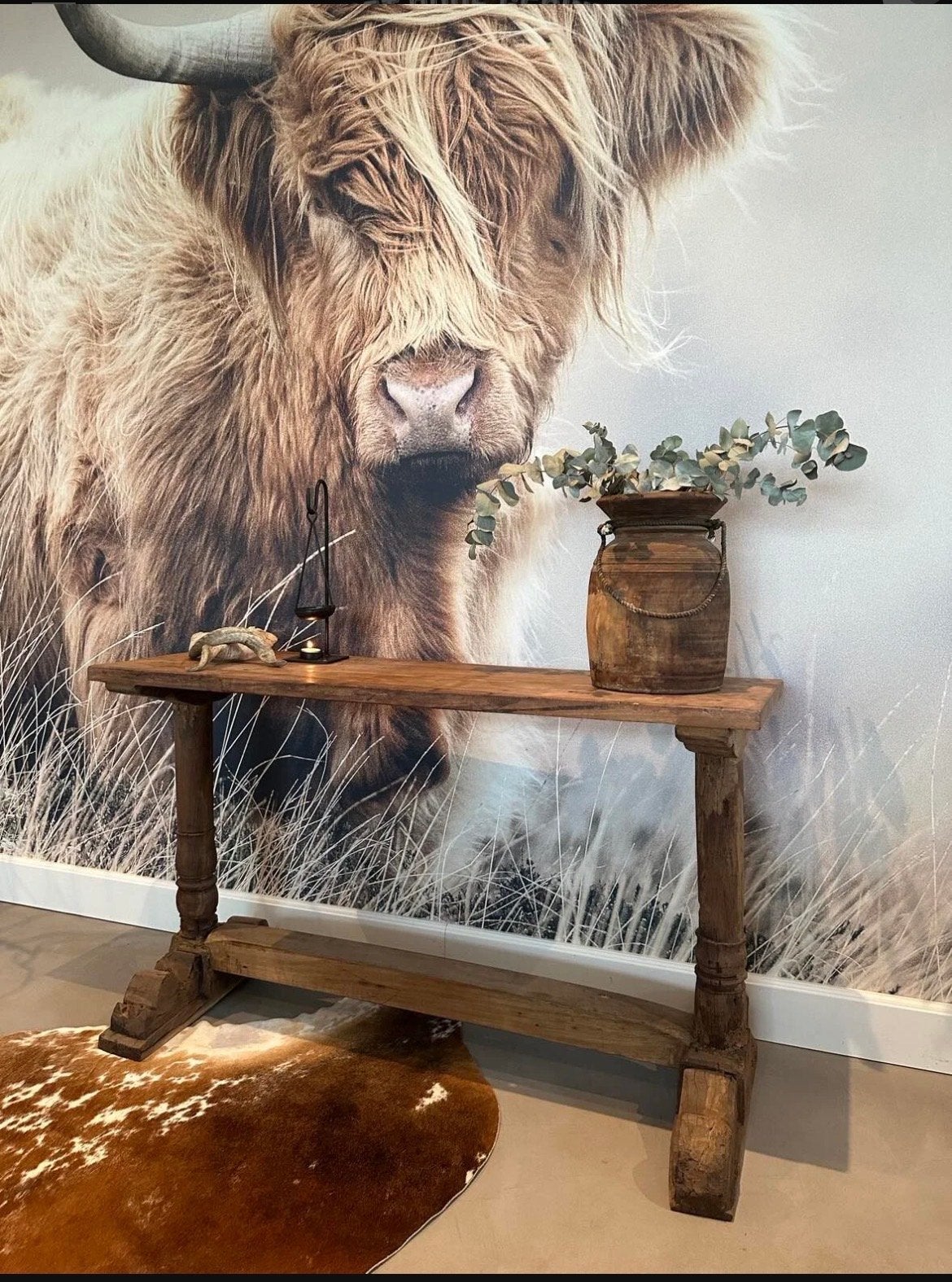 Sidetable Sunny - Robuuste houten sidetable, Ophalen, Gebruikt, 100 tot 150 cm, Overige houtsoorten