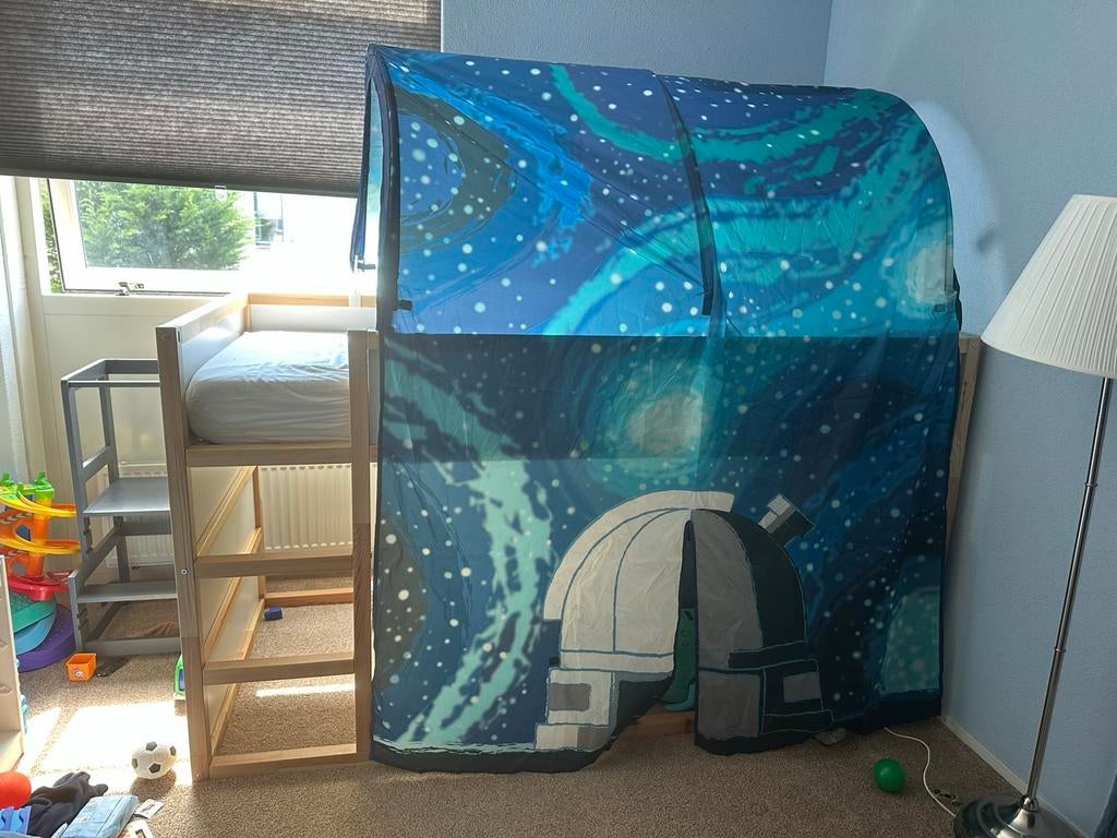IKEA KURA bed met matras en tent - Zo goed als nieuw, Ophalen, Eenpersoons, Zo goed als nieuw, 90 cm