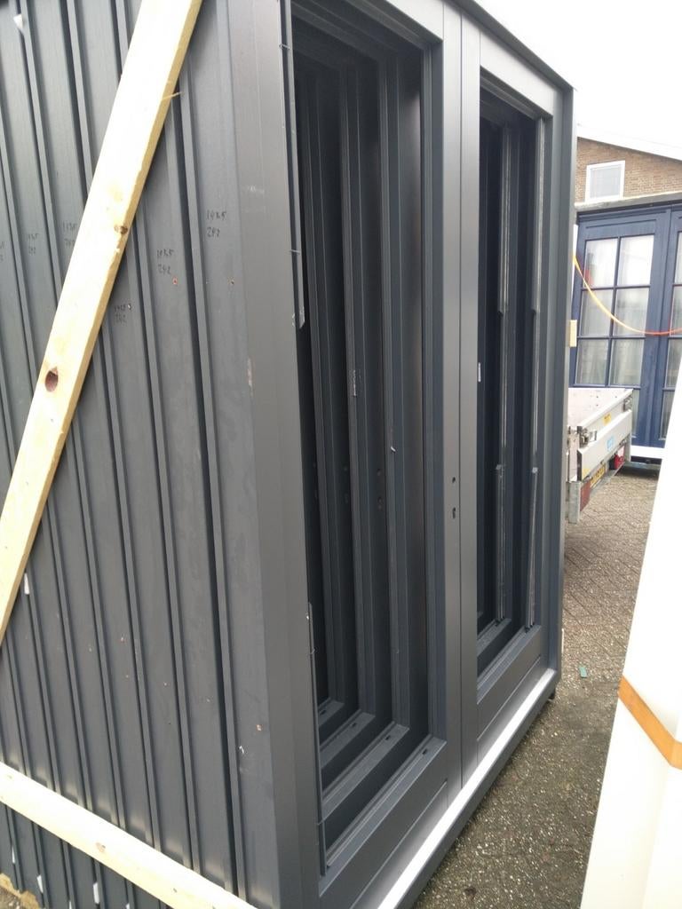 Hardhout kozijn met dubbele tuindeuren, Nieuw, Ophalen of Verzenden, Buitendeur, Hout