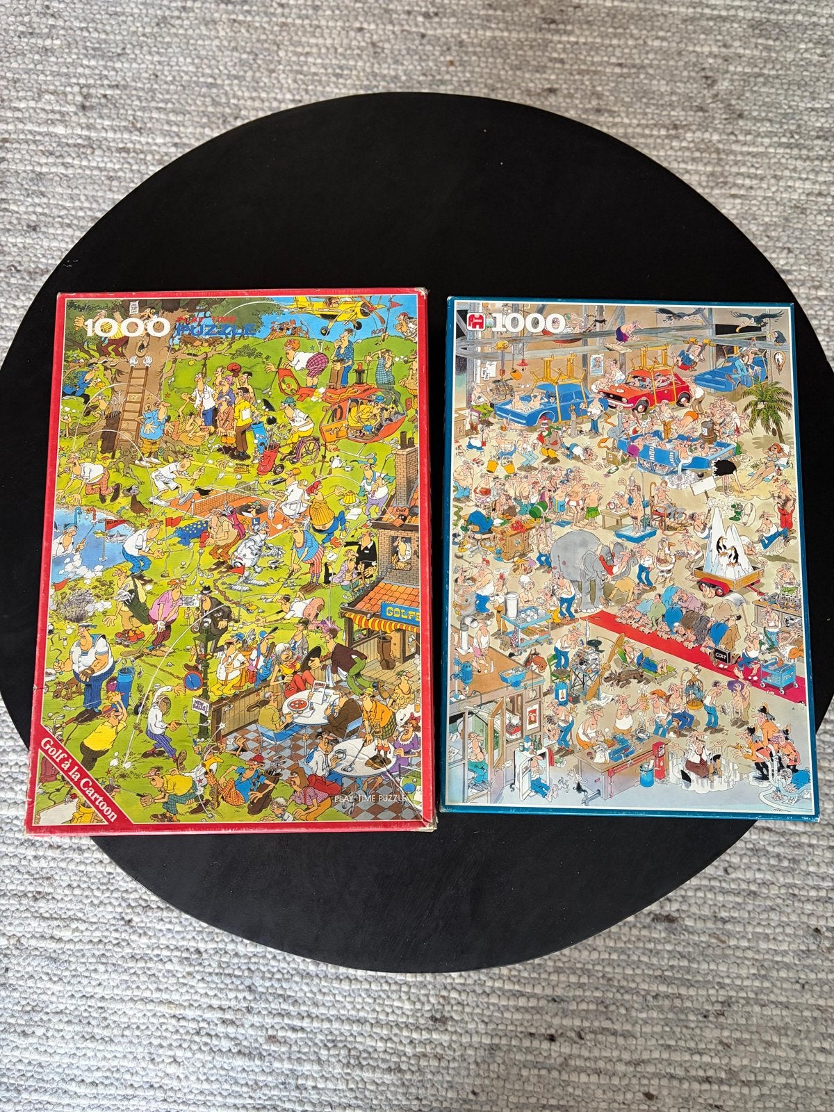 2 Jan van Haasteren puzzels 1000 stukjes: Golf & Some like i, Ophalen of Verzenden, 500 t/m 1500 stukjes, Gebruikt, Legpuzzel