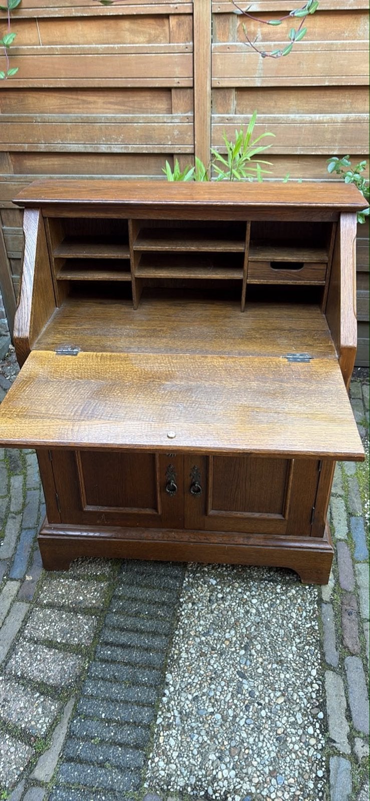 GRATIS Vintage Eikenhouten Secretaire - Klassiek Bureau, Ophalen, Gebruikt