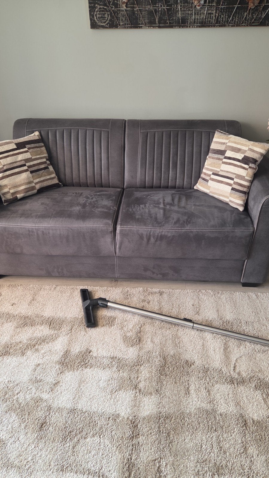 Comfortabel bankstel - Grijs - Zo goed als nieuw, Huis en Inrichting, Banken | Bankstellen, Ophalen, Driepersoons, 75 tot 100 cm