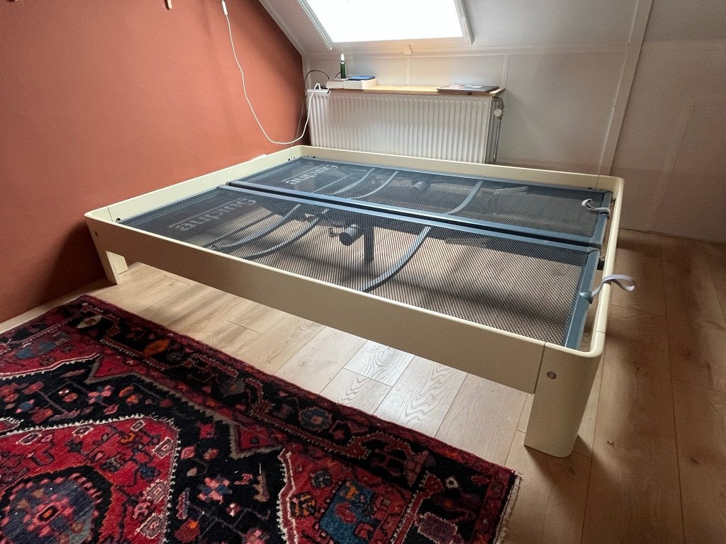 Auping Auronde bed: 160x210 Elektrisch, Ophalen, 210 cm, Tweepersoons, Crème