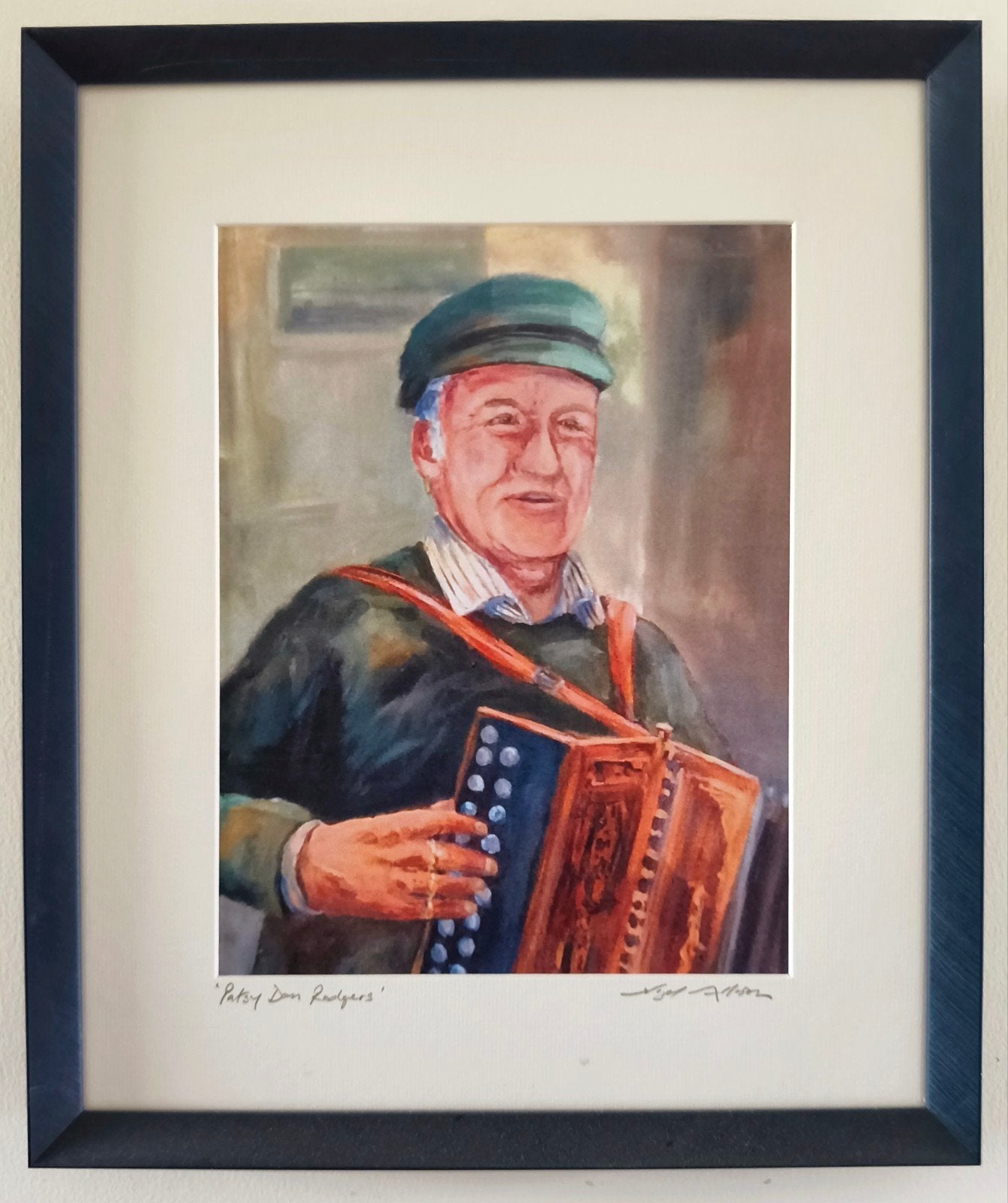 Schilderij 'Patsy Dan Rodgers' - Ierse Muzikant in Lijst, Ophalen