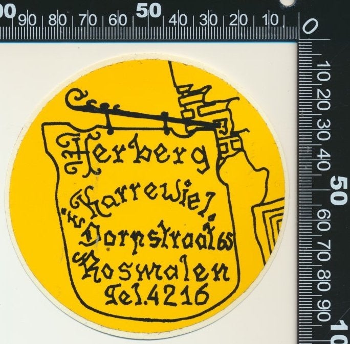 Sticker: Herberg Het Karrewiel - Rosmalen (1), Ophalen of Verzenden, Zo goed als nieuw, Bedrijf of Vereniging