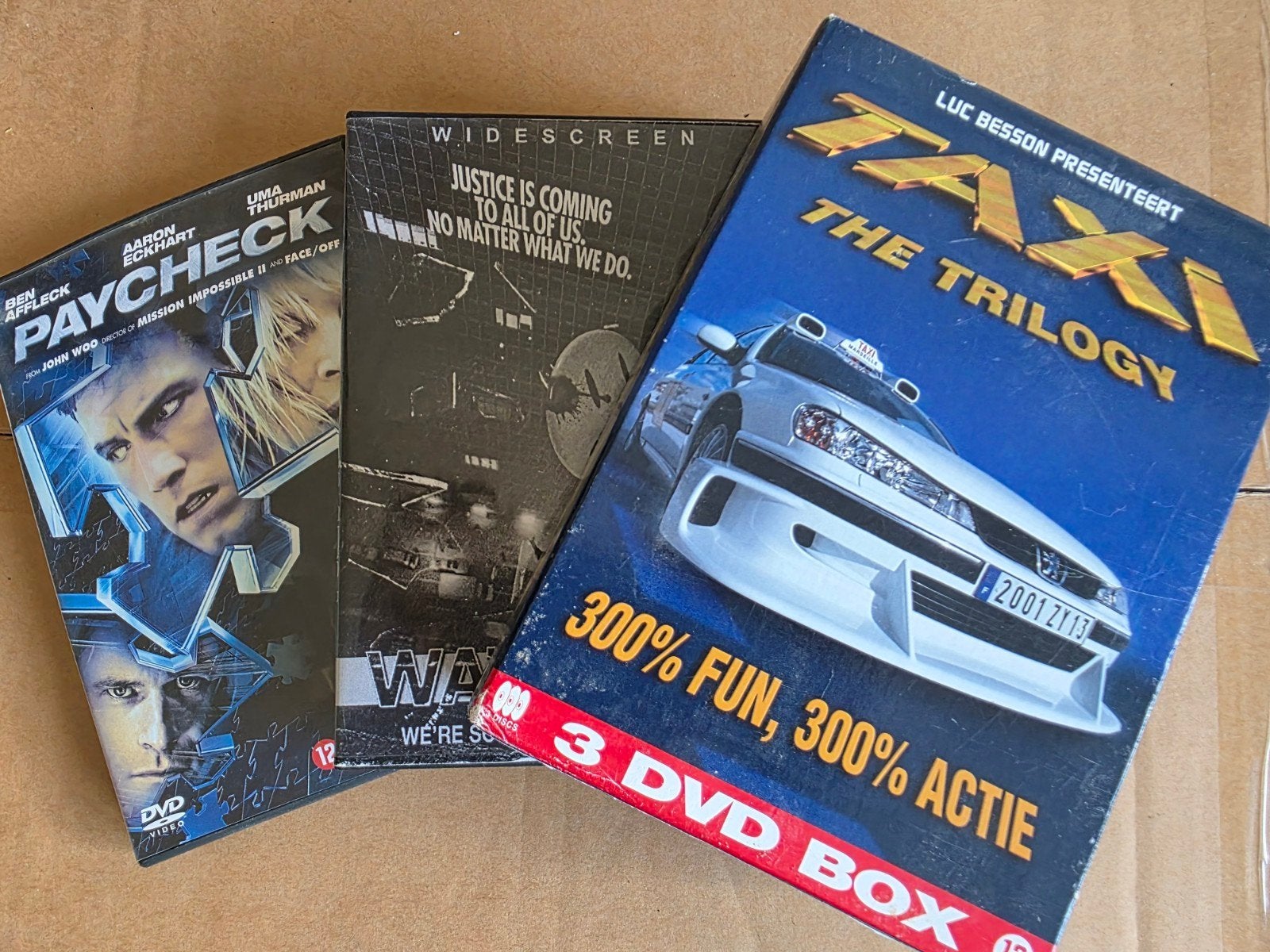 DVD'S Taxi Trilogie, Paycheck & Widescreen Film, Cd's en Dvd's, Ophalen, Nederlands, Actie, Vanaf 12 jaar