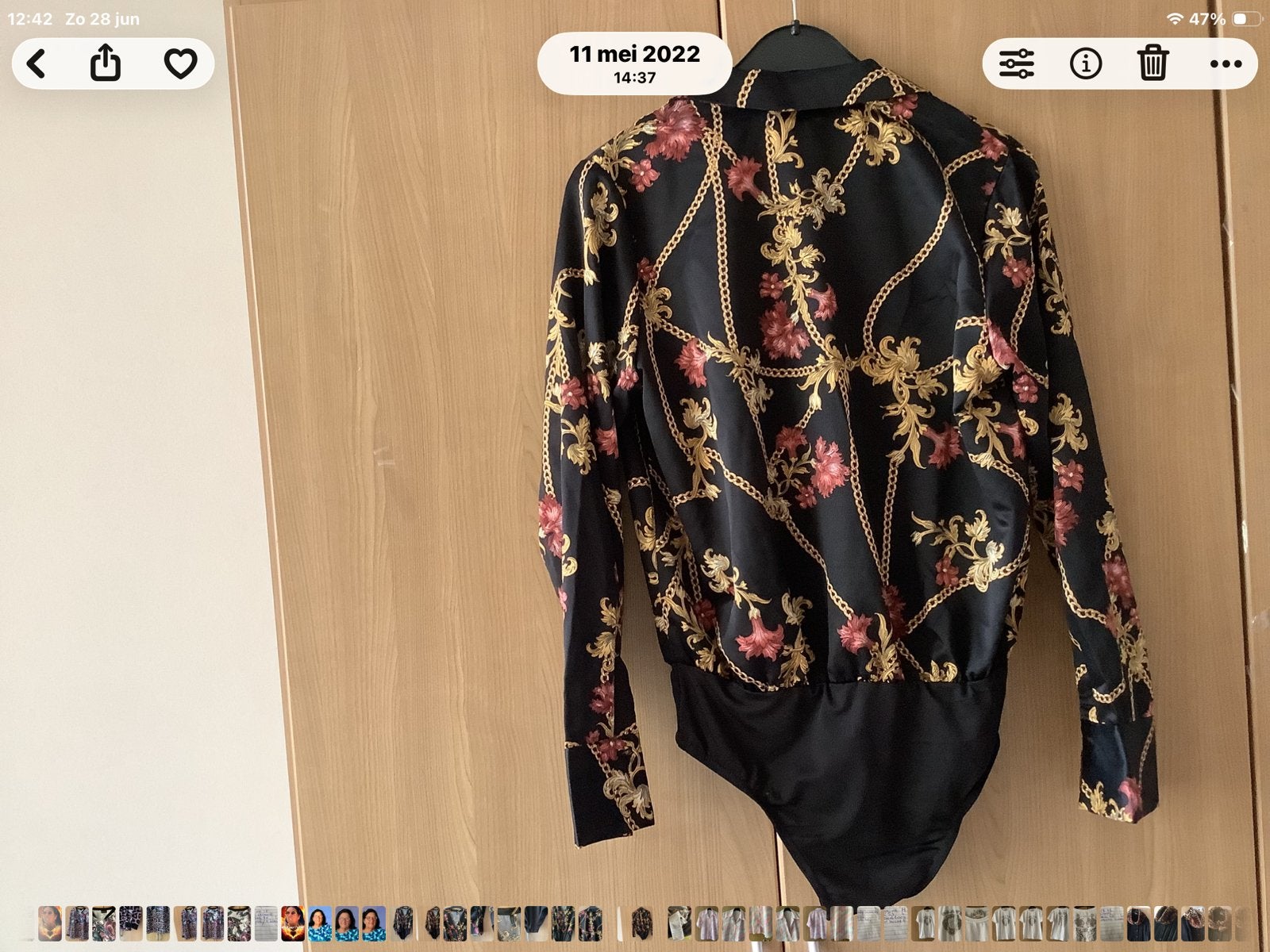 Body-suite met kettingprint - Maat 36 (S), Verzenden, Zwart, Zo goed als nieuw, Lange mouw