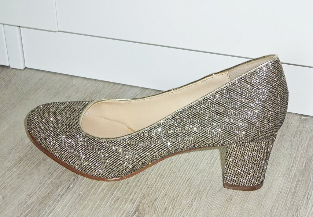 Prachtige gouden glitter schoentjes / muiltjes / pumps-like, Ophalen, Pumps, Overige kleuren, Zo goed als nieuw