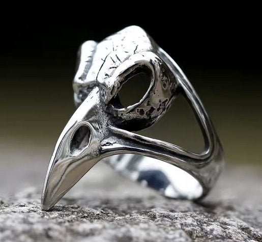 Odin Kraaien Viking Ring, Nieuw, Dame of Heer, Zilver, IJzer of Staal