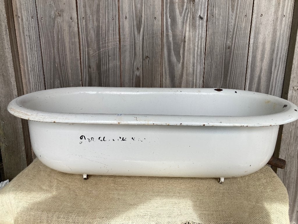 Antiek emaille kinderbadje – decoratieve plantenbak, Ophalen