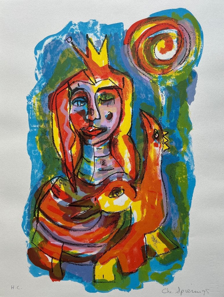Zeefdruk Christine Spierings   ZOMEROPRUIMING, Gesigneerd, Verzenden, Zeefdruk