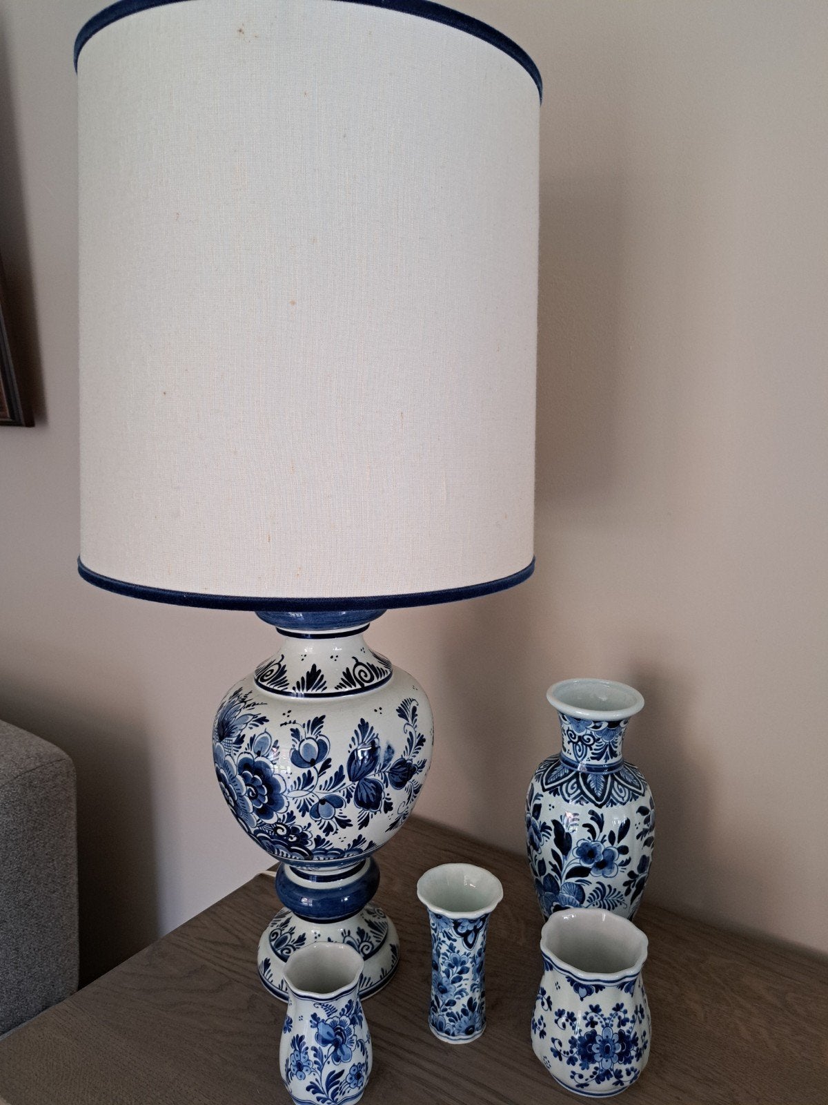 Delfts Blauw Tafellamp en Vazen Set, Antiek en Kunst, Antiek | Vazen, Ophalen