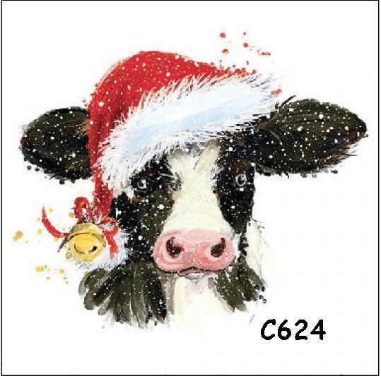 Servetten decoupage/bullet journal – kerst koe C624, Verzenden, Nieuw