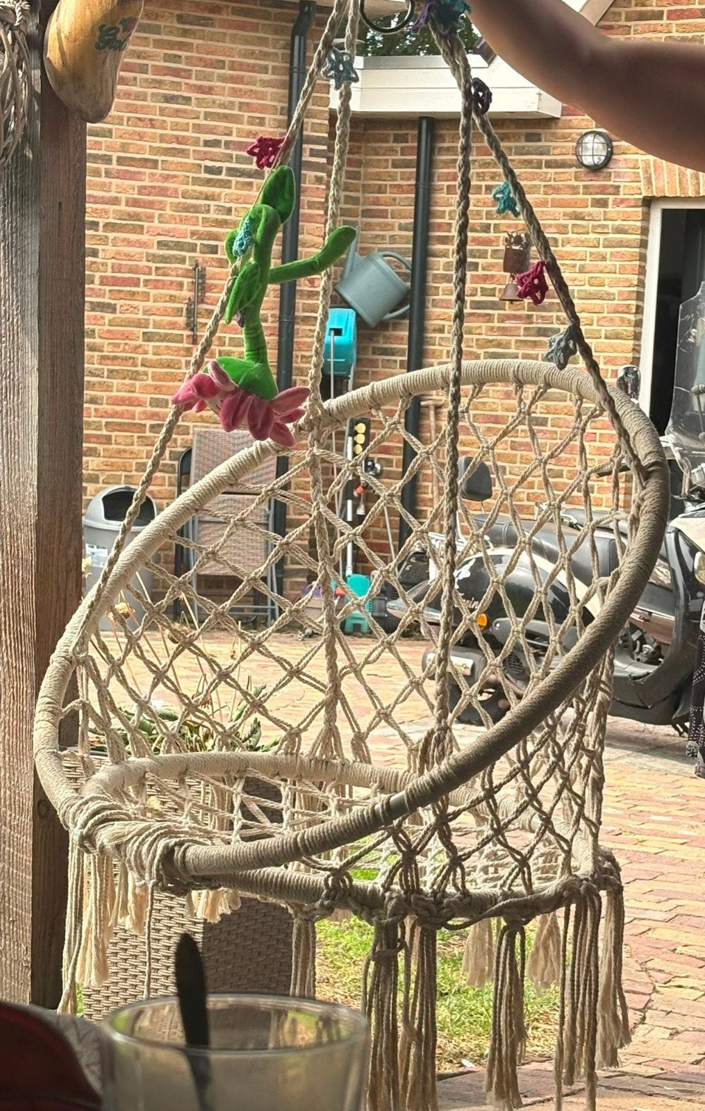 Macramé hangstoel - Comfortabel en stijlvol, Ophalen, Zo goed als nieuw, Eenpersoons, Binnen
